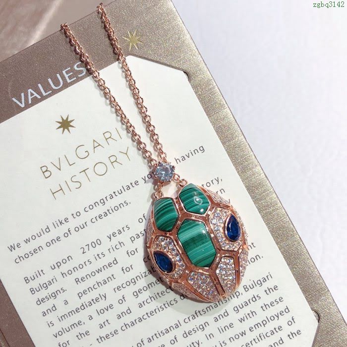Bvlgari飾品 寶格麗蛇 系列白金藍寶石項鏈  zgbq3142