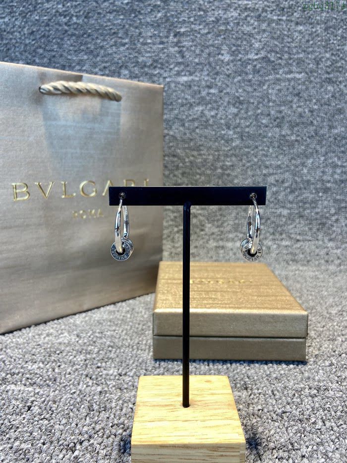 Bvlgari飾品 寶格麗螺旋造型銀色耳環 耳飾  zgbq3174