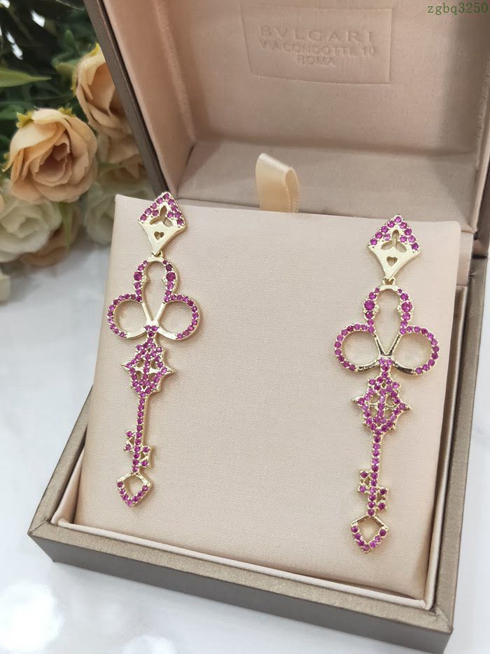 Bvlgari飾品 寶格麗新品迷彩晶鑽鑰匙耳釘耳環  zgbq3250