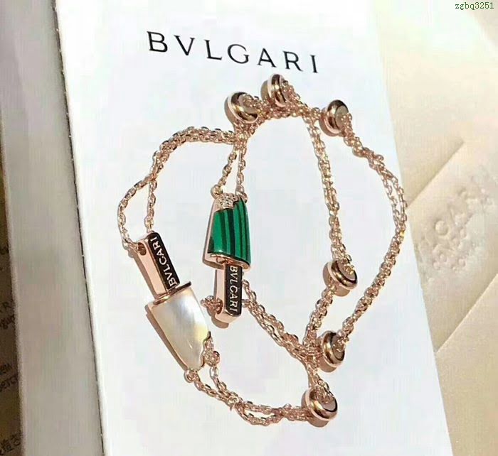 Bvlgari飾品 寶格麗冰激淩雪糕手鏈 高端通體925純銀材質天然石 玫瑰金 白貝 孔雀綠  zgbq3251