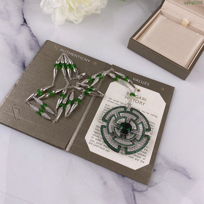 Bvlgari飾品 寶格麗精工大綠餅項鏈 秋冬火爆寶格麗圓餅項鏈  zgbq3308