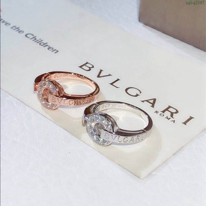 Bvlgari飾品 寶格麗鑲鑽圓形鑲鑽戒指 diva系列 百搭款單戒  zgbq3347