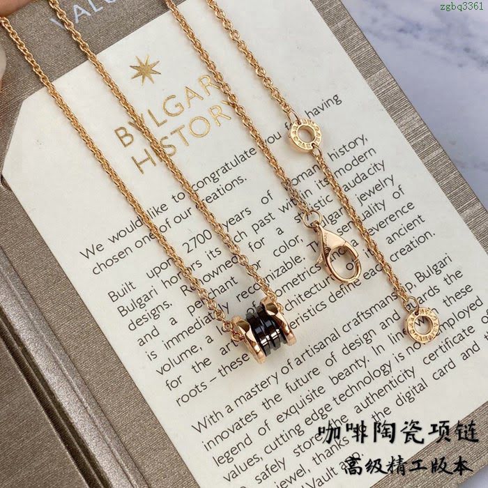 Bvlgari飾品 寶格麗精工咖啡陶瓷項鏈 925純銀項鏈  zgbq3361