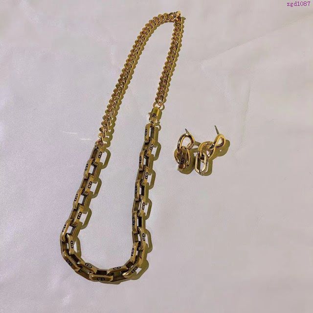 Dior飾品 迪奧經典熱銷款項鏈耳環套裝 中古風系列  zgd1087