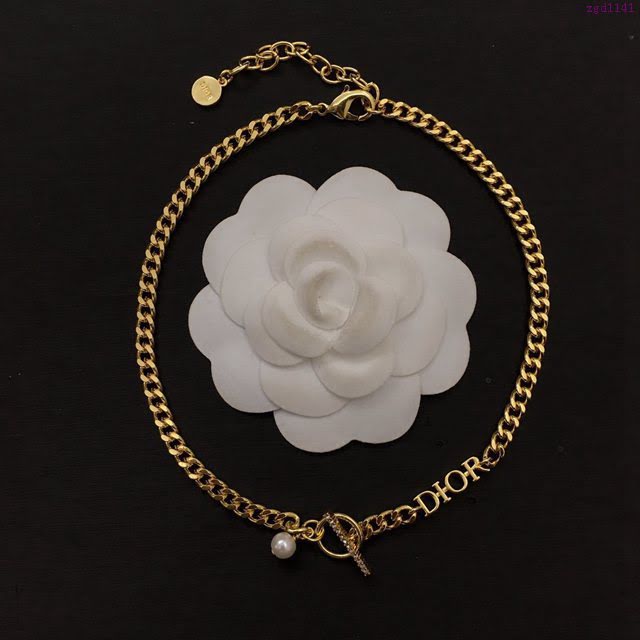 Dior飾品 迪奧經典熱銷爆款復古金色女項鏈  zgd1141