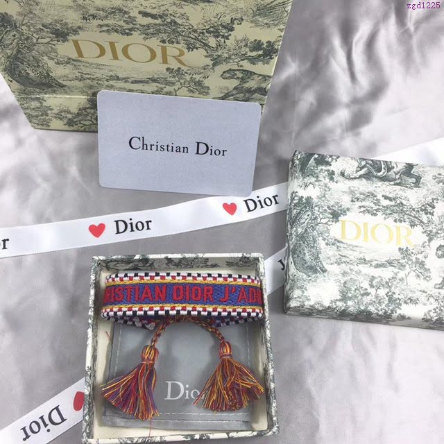 Dior飾品 迪奧經典熱銷款刺繡針織手環 迪奧DIOR編織伸縮流蘇手繩  zgd1225