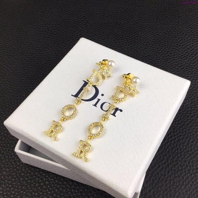 Dior飾品 迪奧經典熱銷款字母星星長款925銀針耳釘耳環  zgd1440