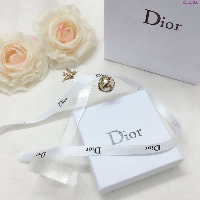 Dior飾品 迪奧經典熱銷款珍珠與鳥復古銅色耳釘耳環  zgd1466