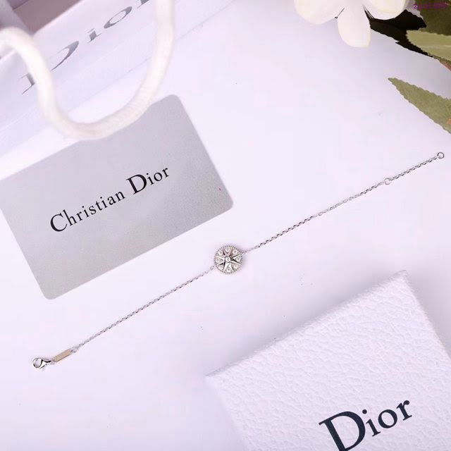 Dior飾品 迪奧經典熱銷款925純銀羅盤玫瑰雙面滿鑽款手鏈  zgd1468