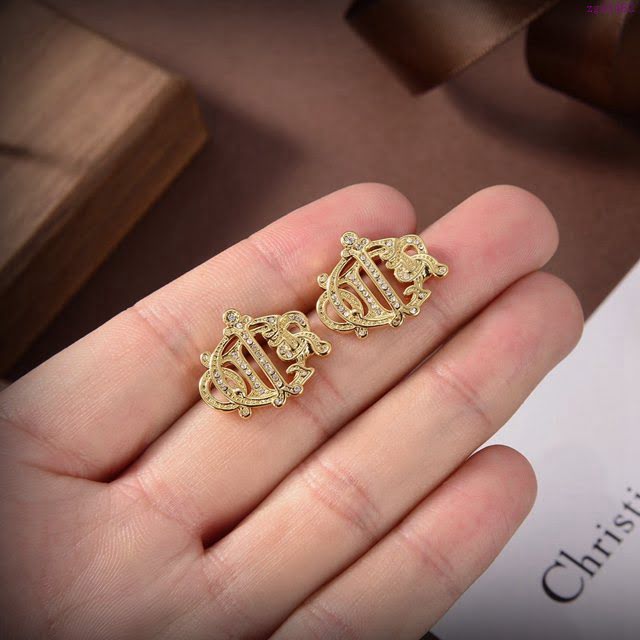 Dior飾品 迪奧經典熱銷款dior字母鑲鑽耳釘耳環  zgd1482
