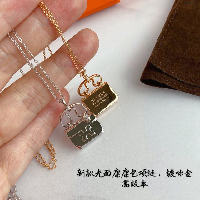 Hermes首飾品 新款925鍍咪金康康包包項鏈 Hermes原版康康項鏈  zgh1505
