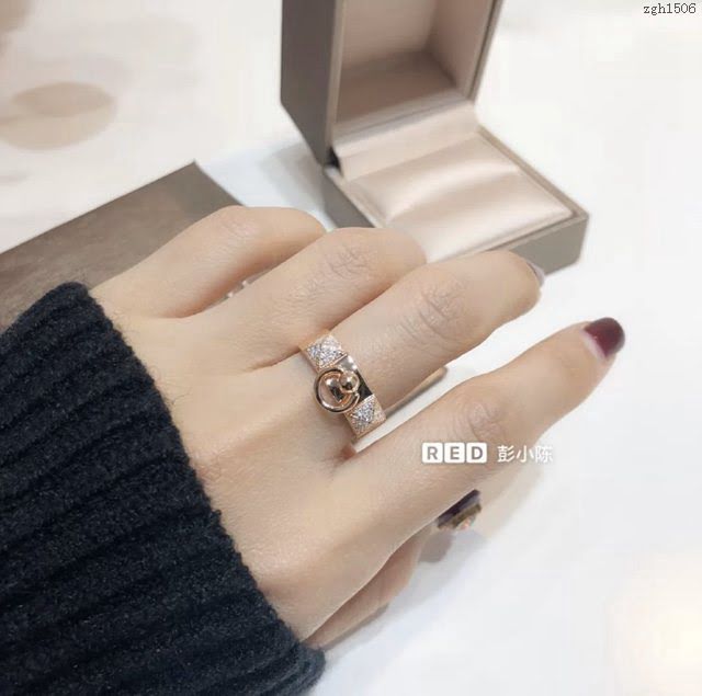 Hermes首飾品 愛馬仕925純銀女戒指 Hermes圓圈時尚鉚丁戒指  zgh1506