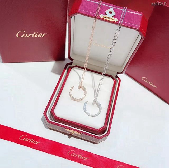 Cartier飾品 s925純銀材質電鍍厚金 卡地亞滿鑽釘子項鏈  zgk1215