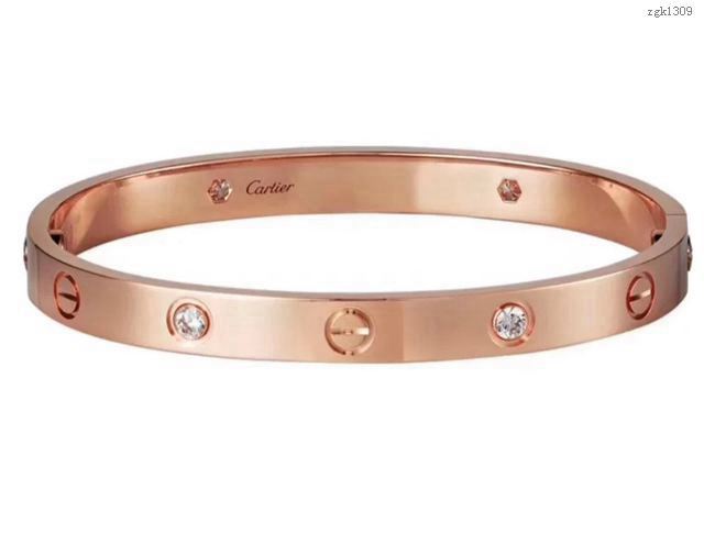 Cartier飾品 卡地亞寬版四鑽手環 卡地亞經典4鑽love手鐲  zgk1309