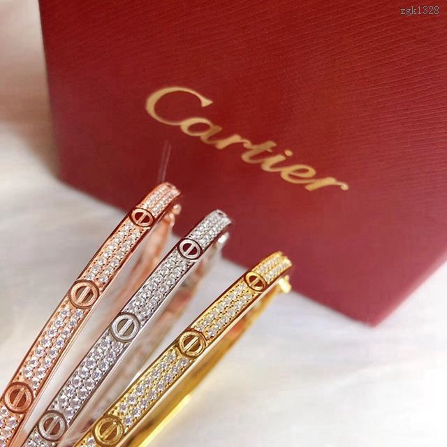 Cartier首飾品 s925純銀 卡地亞窄版 滿天星手鐲  zgk1328