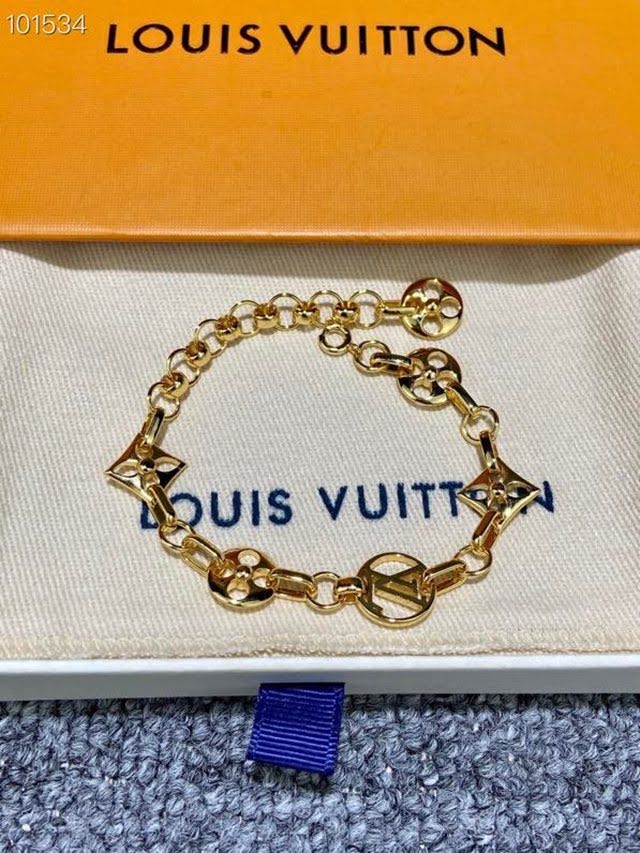 Louis Vuitton新款飾品 路易威登Monogram花朵手鏈 LV粗鏈條鏤空花朵手鏈  zglv2237