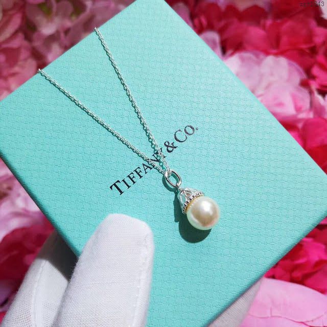 Tiffany飾品 蒂芙尼女士專櫃爆款Pearl Pendant項鏈 Tiffany蓋茨比珍珠銀項鏈  zgt1643