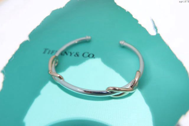 Tiffany純銀飾品 蒂芙尼女士專櫃爆款純銀八字繩結分色電鍍手鐲 Tiffany開口手環  zgt1678