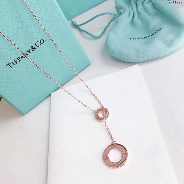 Tiffany純銀飾品 蒂芙尼女士專櫃爆款羅馬大小圓圈流蘇項鏈 Tiffany純銀鎖骨鏈  zgt1722