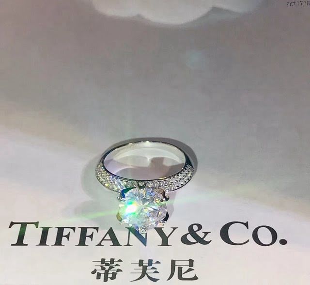 Tiffany純銀飾品 蒂芙尼女士專櫃爆款六爪奢侈雙排鑽戒指  zgt1738