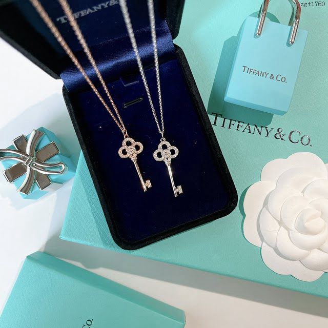 Tiffany純銀飾品 蒂芙尼女士專櫃爆款心冠鑰匙原版項鏈 Tiffany純銀鎖骨鏈  zgt1760