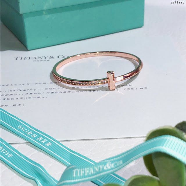 Tiffany飾品 蒂芙尼女士專櫃爆款T1細版半鑽手鐲  zgt1775