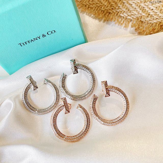Tiffany飾品 蒂芙尼女士專櫃爆款Atlas滿鑽耳環耳釘 Tiffany羅馬字母耳釘耳環  zgt1798