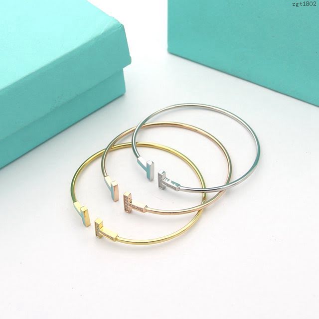 Tiffany飾品 蒂芙尼女士專櫃爆款雙t白貝母圓環手鐲  zgt1802