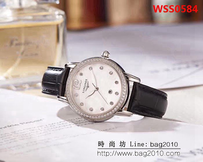 LONGINES浪琴 音符波紋貝母面 輕奢風女士腕表 WSS0584