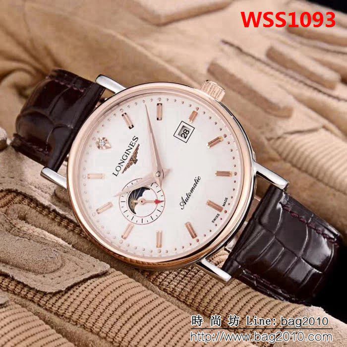 LONGINES浪琴 兩針半 小牛皮錶帶 精品男士腕表 WSS1093