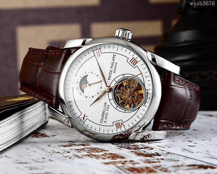 百達翡麗PATEK PHILPPE 全自動機械機芯 316精鋼表殼 進口小牛皮錶帶 男士腕表  wssb3676