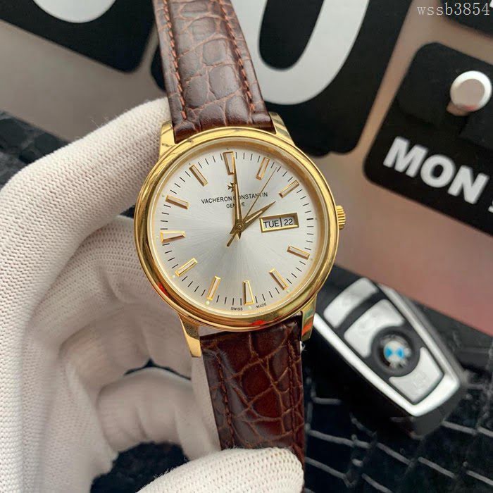 江詩丹頓 Vacheron Constantin 傳承系列 經典大三針 自動機械 小牛皮錶帶 精選男士腕表  wssb3854