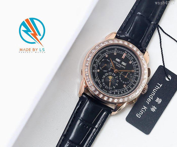 百達翡麗PATEK PHILPPE LS精品 超級複雜功能計時系列 機芯29-535升級版 全鋼鍍納米鉑金表殼 小牛皮帶 高檔男士腕表  wssb4227