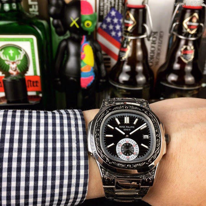 百達翡麗PATEK PHILPPE 鸚鵡螺系列 全自動機械機芯 精鋼雕花錶帶 男士腕表  wssb4275