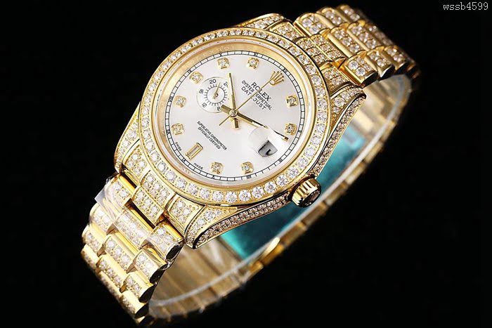 ROLEX勞力士 特別推薦新款 勞力士滿天星鑲鑽系列 電鍍18K金土豪金 純手工四爪鑲鑽 全自動機械表 高檔男表  wssb4599