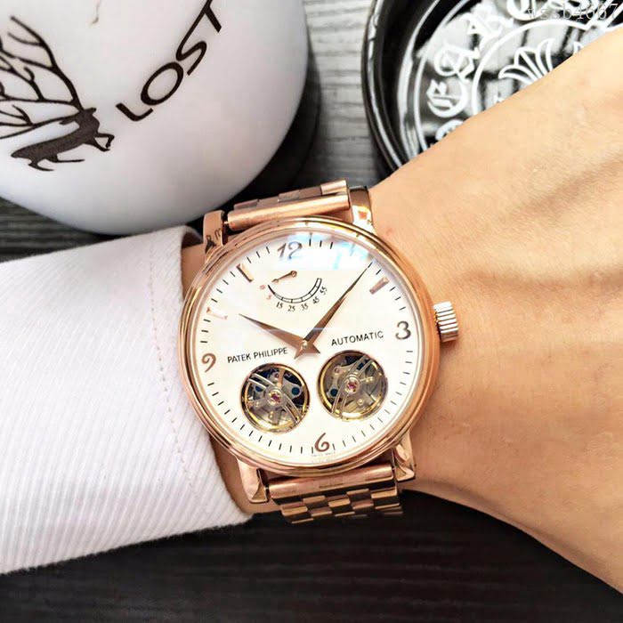 百達翡麗PATEK PHILPPE 獨特雙飛輪設計 頂級316精鋼表殼錶帶 全自動機械機芯 精品男士腕表  wssb4667