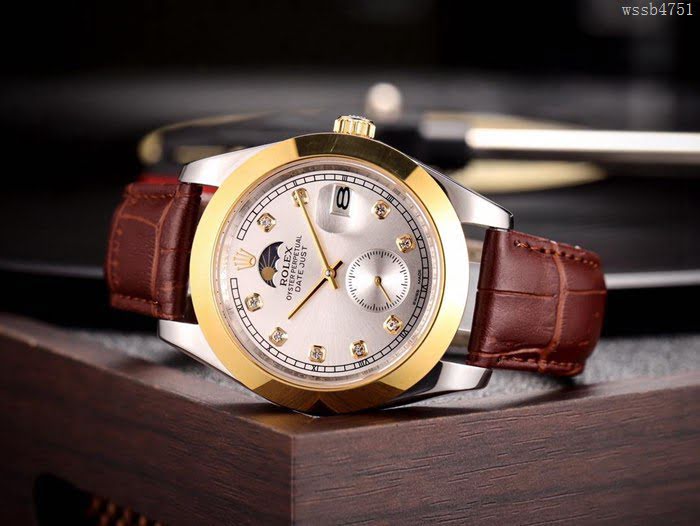 ROLEX勞力士 男士腕表 經典熱賣 高雅品位 全自動機械機芯 真皮錶帶 百搭款手錶  wssb4751