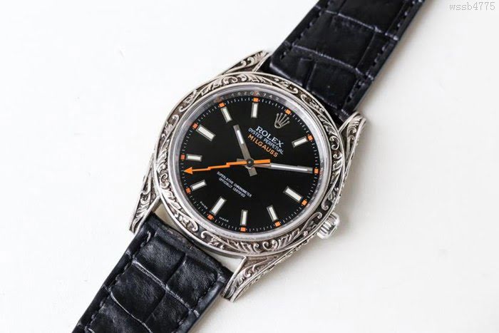 ROLEX勞力士 新品上市 N9最新力作 雕刻手工 純銀殼套 瑞士ETA2824自動上旋機芯 超強防水 鱷魚皮錶帶 高檔男士腕表  wssb4775