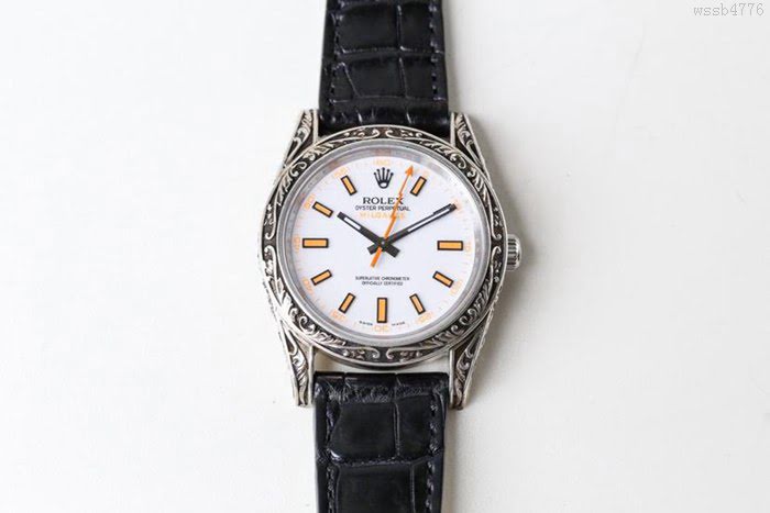 ROLEX勞力士 新品上市 N9最新力作 雕刻手工 純銀殼套 瑞士ETA2824自動上旋機芯 超強防水 鱷魚皮錶帶 高檔男士腕表  wssb4776