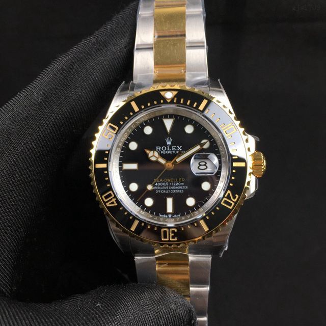 勞力士複刻手錶 勞力士單黃海使型 Rolex間金小鬼王SEA-DEWLLER 126603  gjs1709