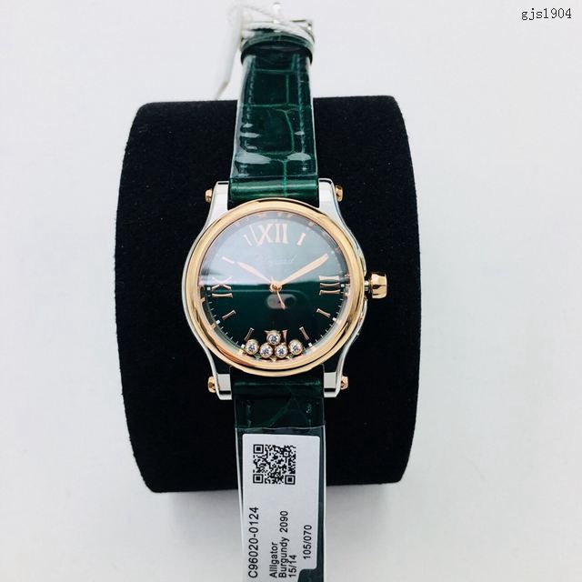肖邦專櫃複刻女表 HappySport頂級鱷魚皮錶帶女士腕表  gjs1904