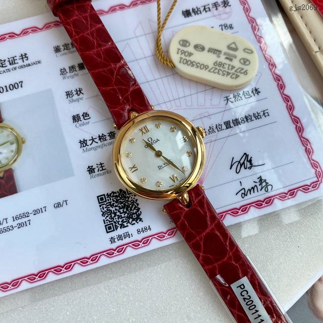 歐米茄石英女表 OMEGA碟飛系列女士腕表 美洲鱷魚皮錶帶  gjs2069