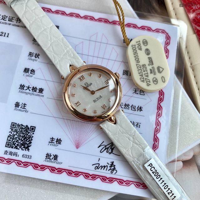 歐米茄石英女表 OMEGA碟飛系列女士腕表 美洲鱷魚皮錶帶  gjs2070