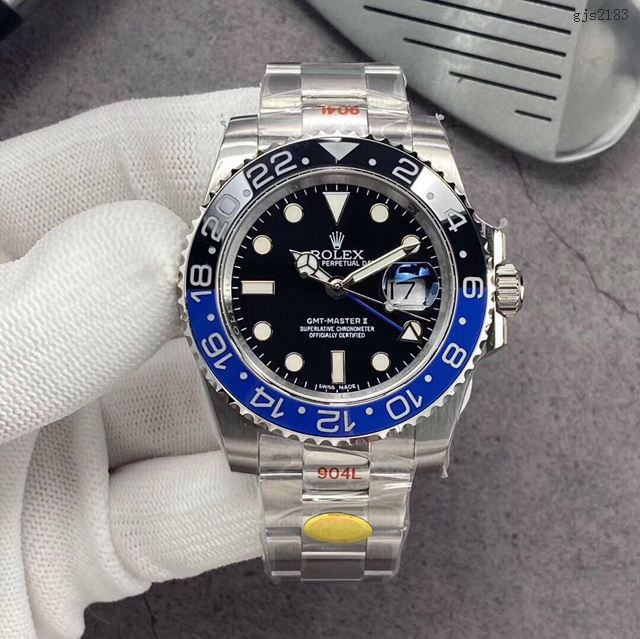 勞力士複刻手錶 Rolex男士腕表 黑藍陶瓷圈 GMTMASTER格林尼治型環球腕表 126710BLRO-0001  gjs2183