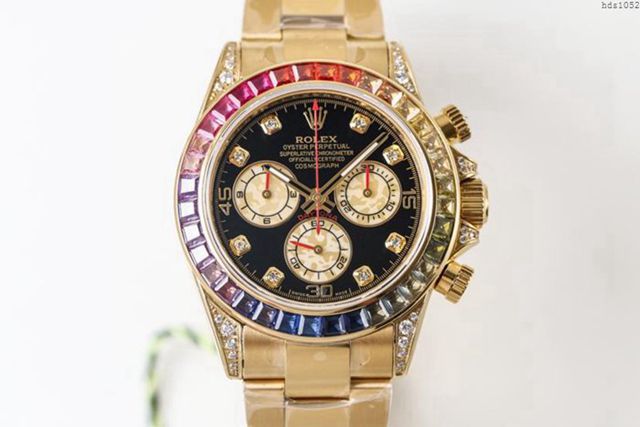 勞力士手錶 Rolex全新彩虹圈迪通拿Daytona 緞紋字面 Rolex高端男士腕表  hds1052