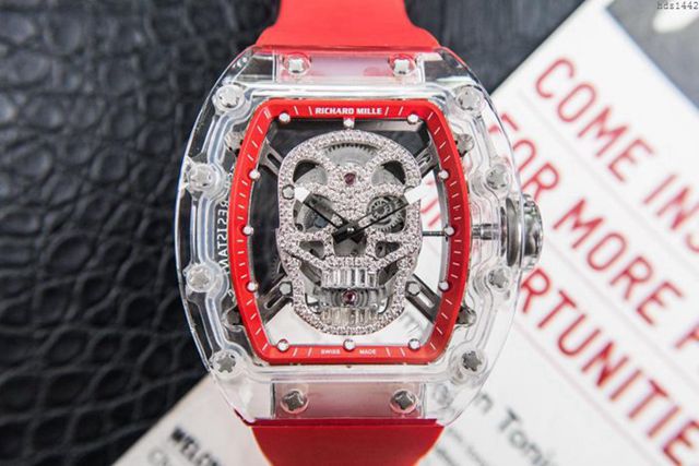Richard Mille e理查徳米勒 RM052系列 最新鬼頭升級版 顱骨系列 原裝透明殼 理查徳米勒高端男士全自動機械腕表  hds1442