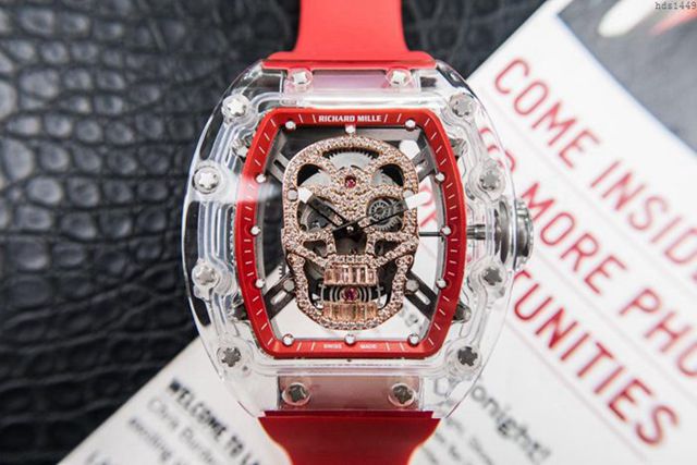 Richard Mille e理查徳米勒 RM052系列 最新鬼頭升級版 顱骨系列 原裝透明殼 理查徳米勒高端男士全自動機械腕表  hds1449