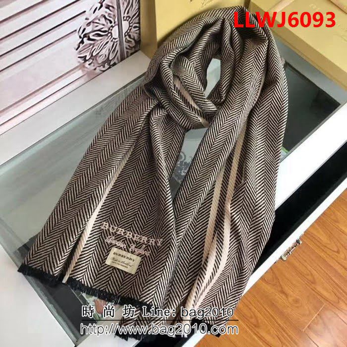 BURBERRY巴寶莉2018最新款 真絲羊絨雙色人字紋圍巾 男女同款 LLWJ6093
