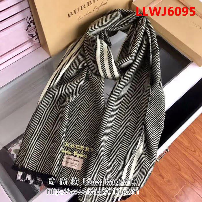 BURBERRY巴寶莉2018最新款 真絲羊絨雙色人字紋圍巾 男女同款 LLWJ6095