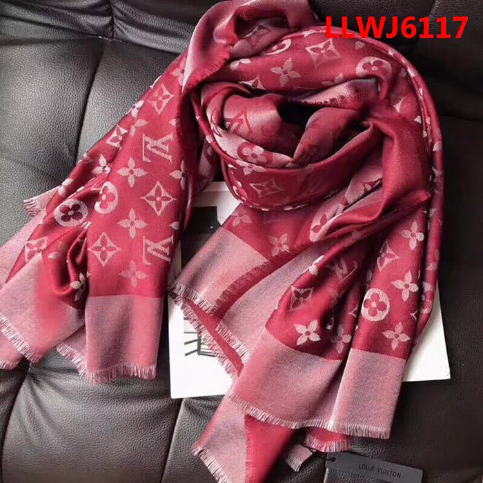 路易威登LV頂級高原開司米爾羊毛真絲圍巾 LLWJ6117